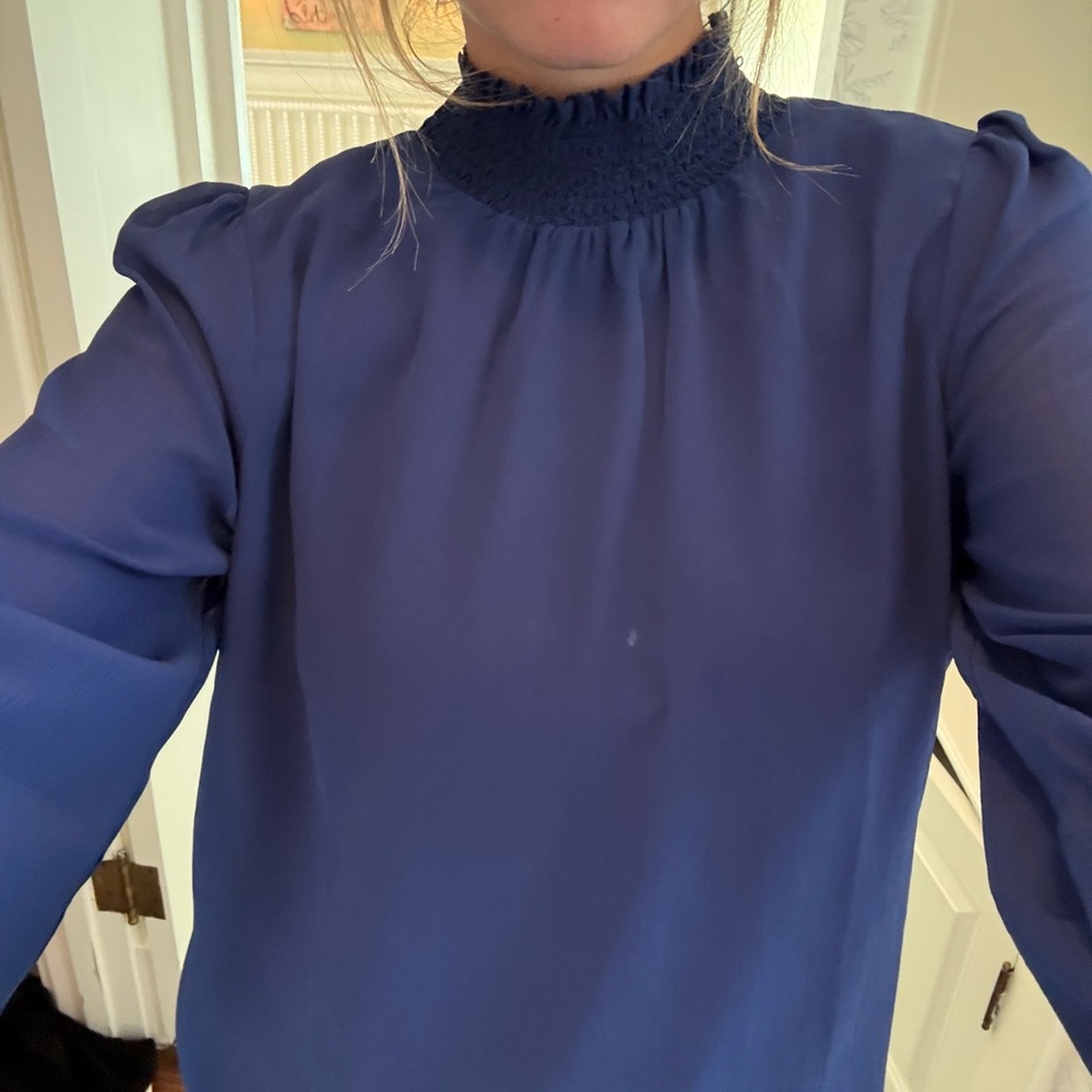 Sophisticated Navy High-Neck J. Crew Blouse